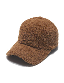 Fashion Brown Warm Lamb Wool Solid Color Baseball Cap