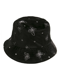 Fashion Black Butterfly Gold Velvet Sun Shade Warm Fisherman Hat