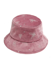 Fashion Pink Butterfly Gold Velvet Sun Shade Warm Fisherman Hat