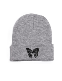 Fashion Gray Butterfly Print Knitted Beanie