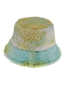 Fashion Green Tie-dyed Thick Warm Lamb Wool Fisherman Hat