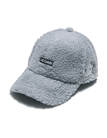 Fashion Gray Lamb Wool Warm Plush Baseball Cap