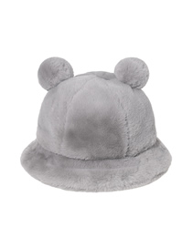 Fashion Gray Leopard Print Bear Ear Ball Plush Fisherman Hat