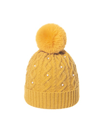 Fashion Golden Pearl Curled Wool Ball Cap