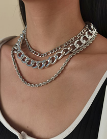 Fashion White K Multi-layer Thick Chain Twist Cross Necklace