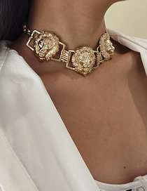 Fashion Golden Lion Head Necklace