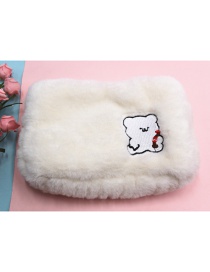 Fashion White Bear Plush Cloud Smiley Bear Cosmetic Bag