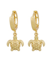 Fashion Golden Copper Inlaid Zircon Turtle Earrings