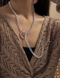 Fashion White Chain Ring Pin Necklace