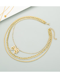 Fashion Golden Multi-layer Thick Chain Bow Necklace