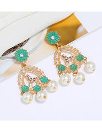 Fashion Golden Animal Shape Pearl Alloy Plating Diamond Earrings