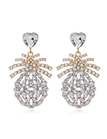 Fashion White Pineapple Alloy Diamond Earrings