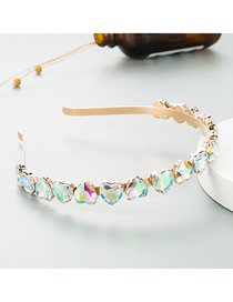 Fashion Ab Color Metal Heart-shaped Thin-edged Full Rhinestone Headband