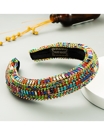 Fashion Color Colorful Wide-brimmed Headband With Diamonds