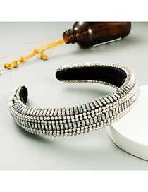Fashion Silver Colorful Wide-brimmed Headband With Diamonds