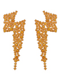 Fashion Orange Diamond-studded Lightning Stud Earrings