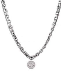 Fashion Silver Color Multi-layered Smiley Face Chain Necklace