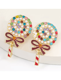 Fashion Color Alloy Diamond Acrylic Imitation Pearl Lollipop Earrings