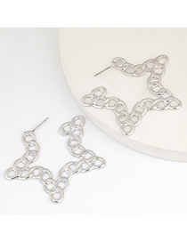 Fashion Five-pointed Star Silver Color Geometric Alloy Hollow Thick Chain Earrings