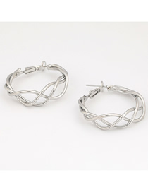 Fashion Silver Color Geometric Alloy Braided Twist Earrings