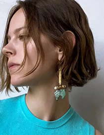 Fashion Jade Green Resin Asymmetric Geometric Earrings