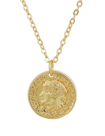 Fashion Gold Color Copper Inlaid Zircon Portrait Necklace