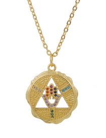 Fashion Gold Color Copper Inlaid Zircon Round Palm Necklace