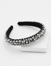 Fashion Black Hand-sewn Sponge Geometric Headband With Diamonds