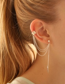 Fashion Gold-single Alloy Leaf Tassel Geometric Earrings
