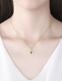 Fashion 18k Gold-plated Copper Necklace With Geometric Round Diamonds