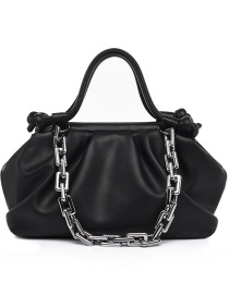 Fashion Black Thick Chain Pleated Shoulder Messenger Bag