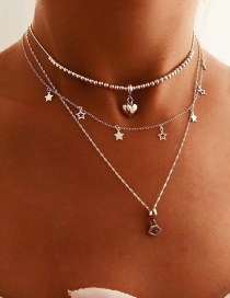 Fashion Silver Color Alloy Multilayer Love Necklace