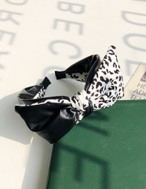 Fashion Leopard White Leopard Print Bowknot Fabric Pu Leather Stitching Headband