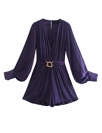 Fashion Purple V-neck With Belt Drape Jumpsuit