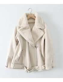 Fashion Beige Thick And Velvet Loose Lamb Fur Velvet Jacket Short Coat