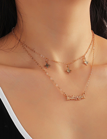Fashion Gold Color Astral Alphabet Alloy Multilayer Necklace