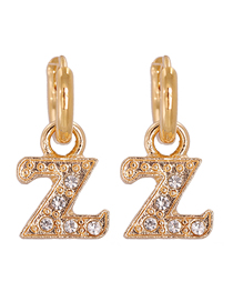 Fashion Z-gold Gold-plated Copper Earrings With Diamonds