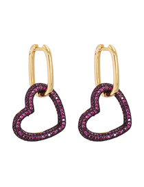 Fashion Purple Geometric Diamond-encrusted Love Alloy Earrings