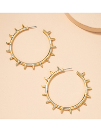 Fashion Gold Color Alloy Geometric C-shaped Serrated Semicircular Earrings