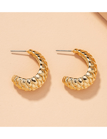 Fashion Gold Color C-shaped Lychee Embossed Irregular Earrings