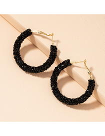 Fashion Black Diamond Circle Alloy Stud Earrings