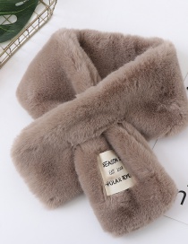 Fashion Light Brown Letter Patch Solid Color Imitation Mink Fur Collar