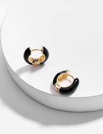 Fashion Black Metal Oil Drop C-shaped Ring Alloy Earrings