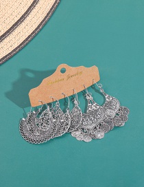 Fashion Longevity Lock Drop-shaped Alloy Dream Catcher Hollow Feather Earrings Set