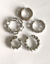 Fashion Five-piece Silver Color Twisted Button Pattern Without Pierced Ear Clips