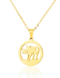 Fashion Gold Color Titanium Steel Hollow Bull-shaped Hollow Necklace