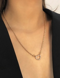 Fashion Gold Color Alloy Diamond Love Necklace