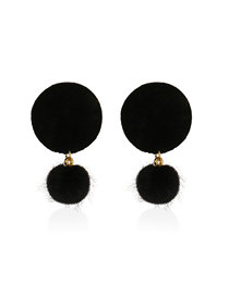 Fashion Black Velvet Round Bumpy Plush Ball Earrings