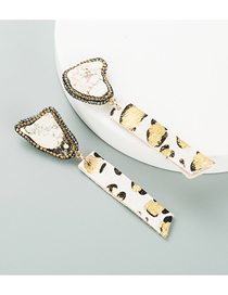Fashion White Leopard Print Long Fringed Leather Irregular Natural Stone Covered Full Diamond Earrings