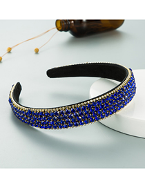 Fashion Royal Blue Anti-skid Claw Chain Full Drill Broad-side Headband